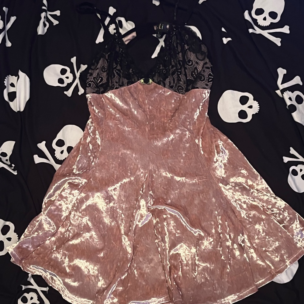 Delia’s Pink Velvet Lace Skater Dress